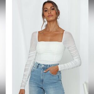 Long sleeve white bodysuit